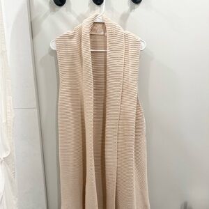 GAP Sleeveless Long Cardigan — Cream